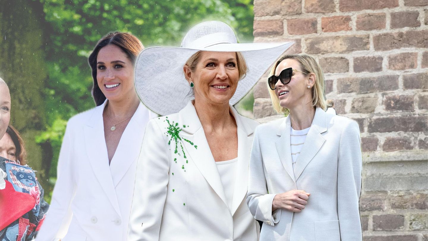 Fürstin Charlène, Königin Máxima + Co. : In weißen Hosenanzügen setzen sie einen neuen Sommertrend