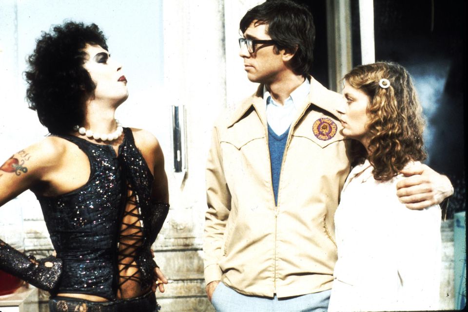 Tim Curry (links) als Dr. Frank N. Furter 1975 in der "Rocky Horror Picture Show".